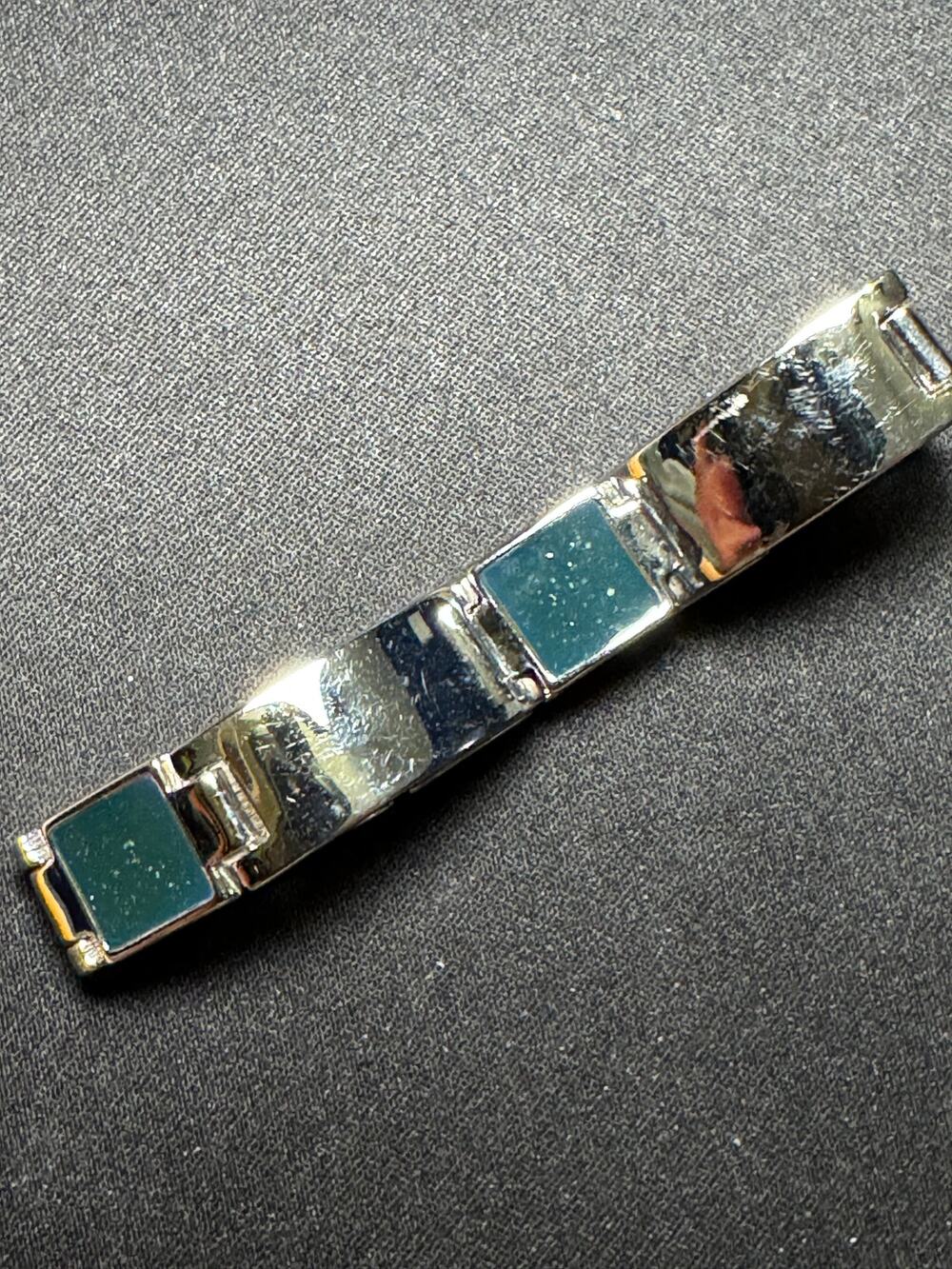 7.5in Stainless Steel and Black Enamel Men's Bracelet